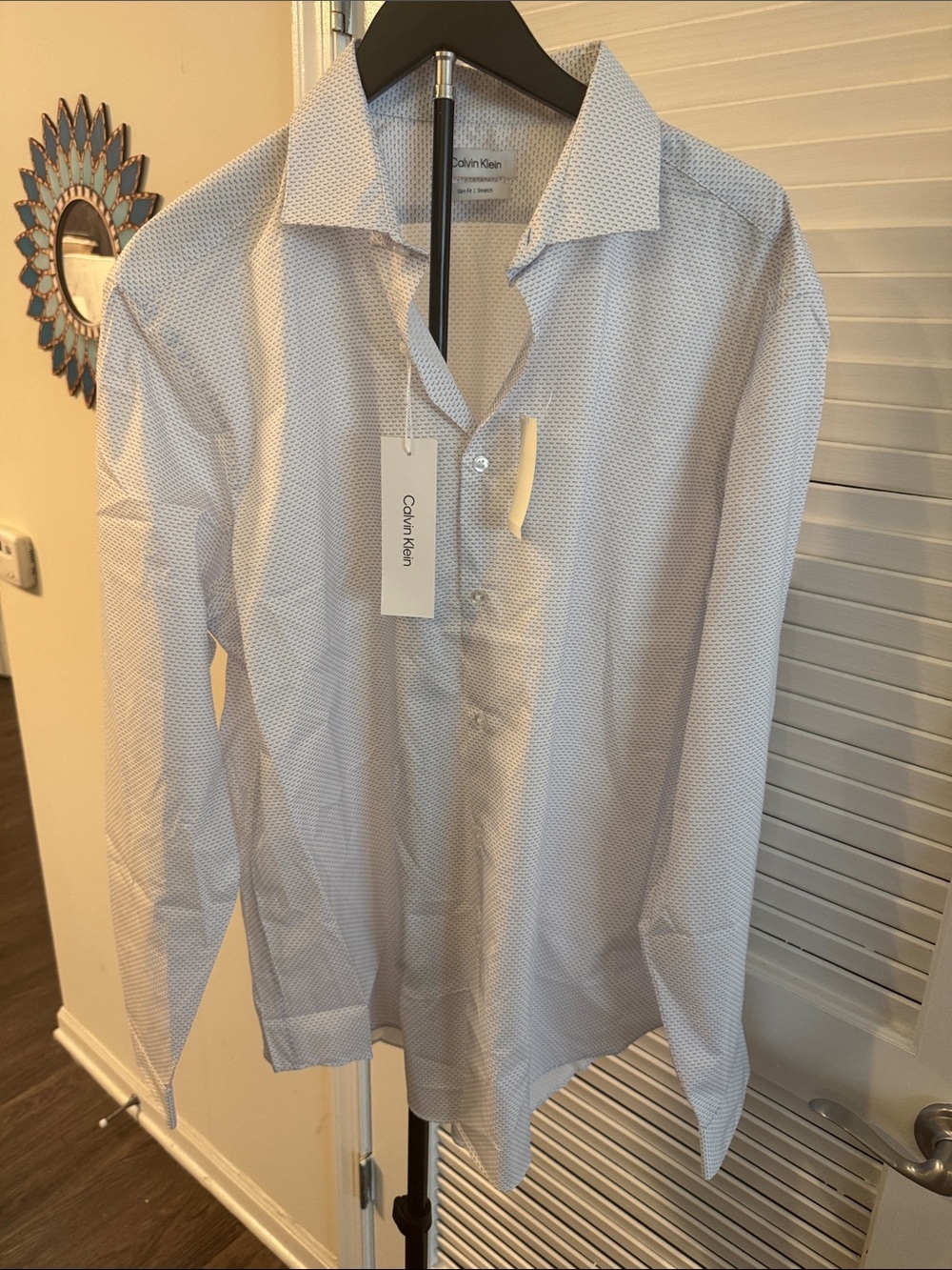 Calvin Klein Men's Light Blue Micro Dot Dress Shirt